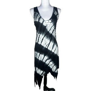 Kathmandu Imports Tie Dye Laced-Back Stretch Dress Kerchief Hem Size M